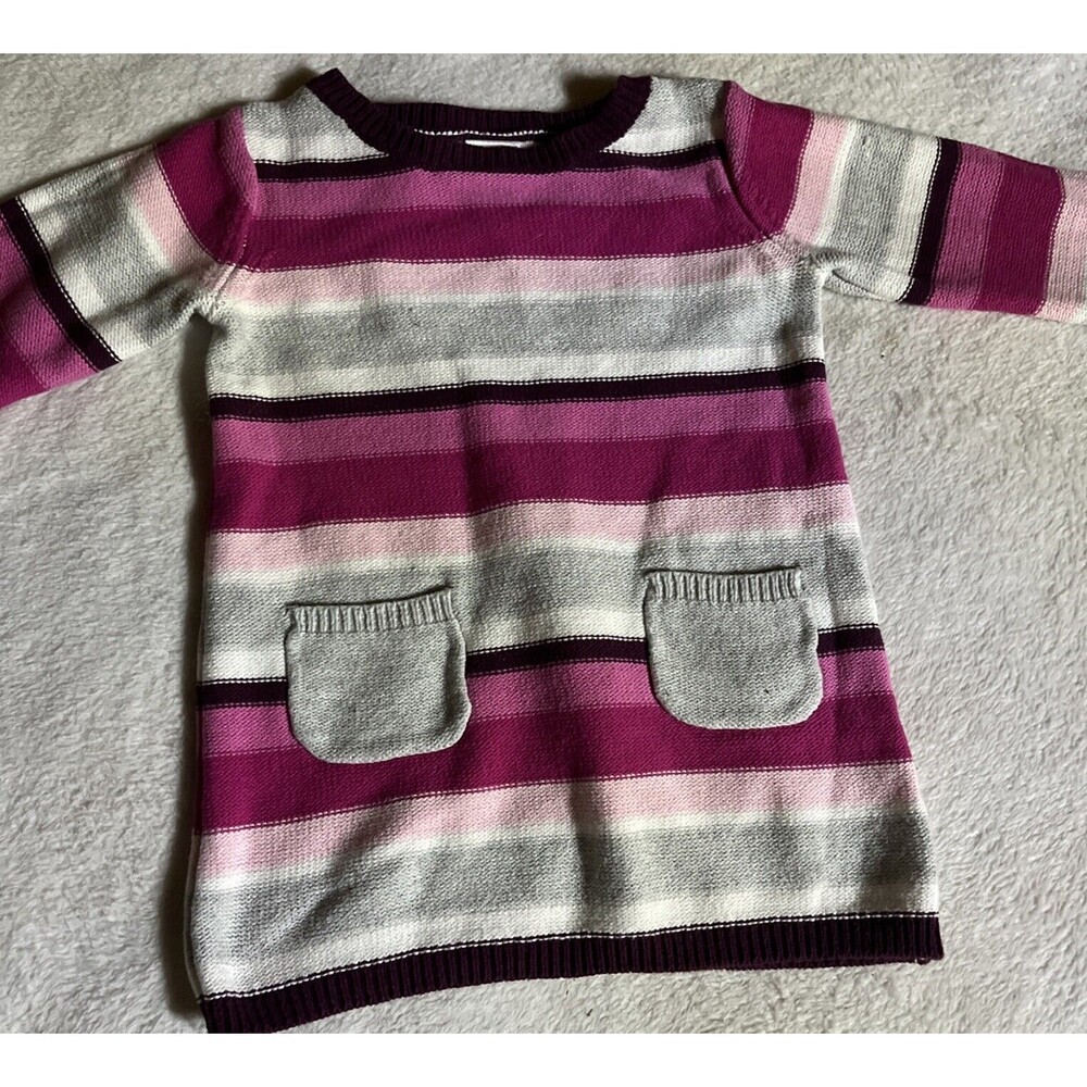 Gymboree Toddler Girls Size 18-24 Months Pink Striped Sweater Dress 100%…